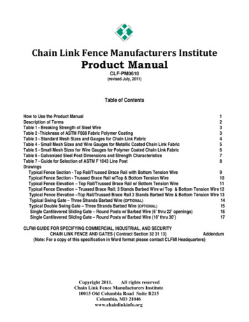Chain Link Fence Manufacturers Institute Product Manual