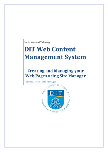 Dublin Institute Of Technology DIT Web Content Management .