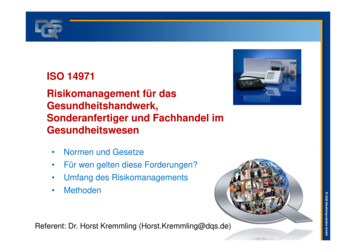 ISO 14971 Risikomanagement Für Das Gesundheitshandwerk .