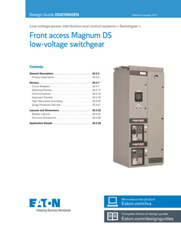 Front Access Low-voltage Switchgear Design Guide
