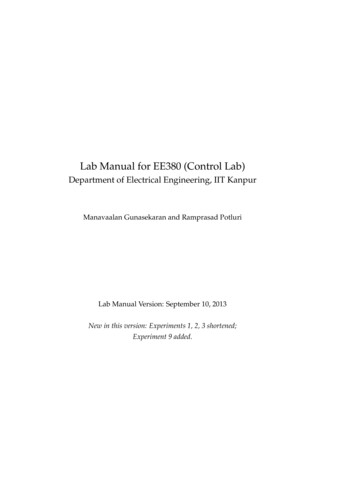 Lab Manual For EE380 (Control Lab) - IIT Kanpur