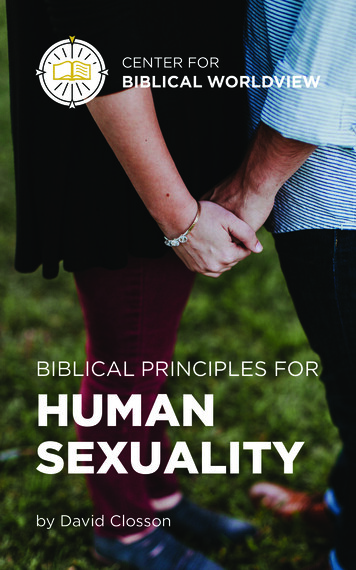 BIBLICAL PRINCIPLES FOR HUMAN SEXUALITY