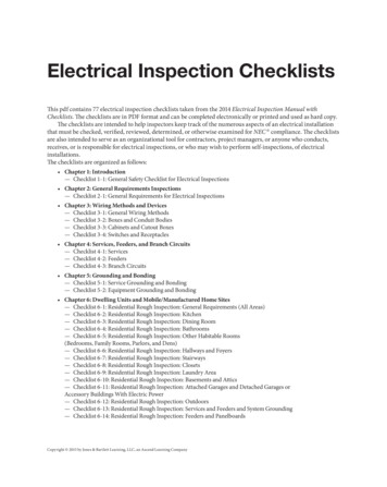 Electrical Inspection Checklists - Jones & Bartlett Learning