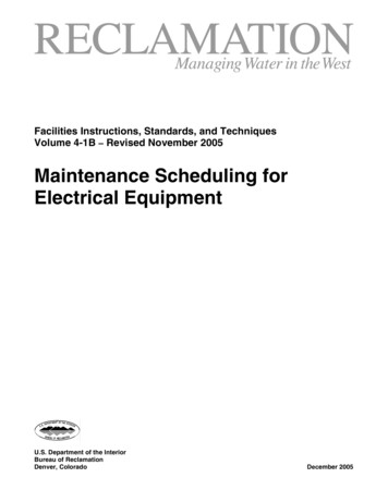 Maintenance Scheduling For Electrical Equipment