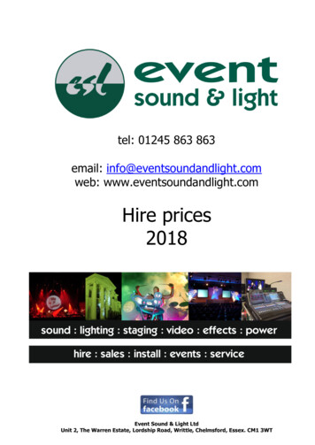 Hire Prices 2018 - Event Sound & Light Ltd