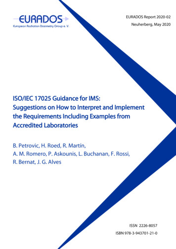 ISO/IEC 17025 Guidance For IMS: Suggestions On How To .