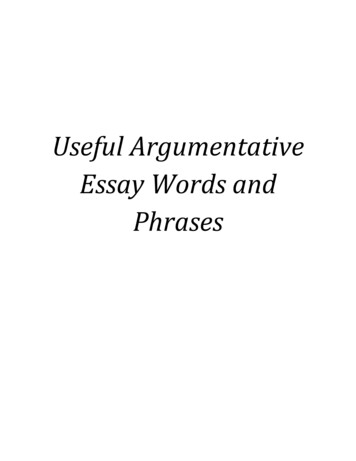 Useful Argumentative Essay Words And Phrases