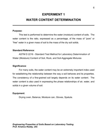 EXPERIMENT 1 WATER CONTENT DETERMINATION