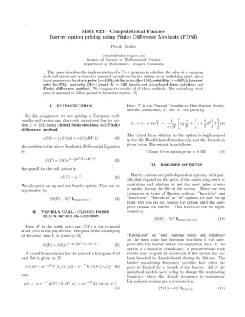 Math 623 - Computational Finance Barrier Option Pricing .