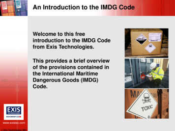 An Introduction To The IMDG Code - Exis Tec
