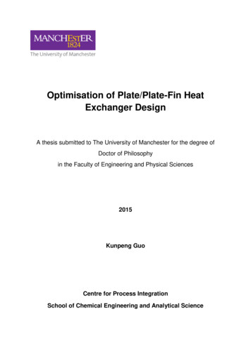 Optimisation Of Plate/Plate-Fin Heat Exchanger Design