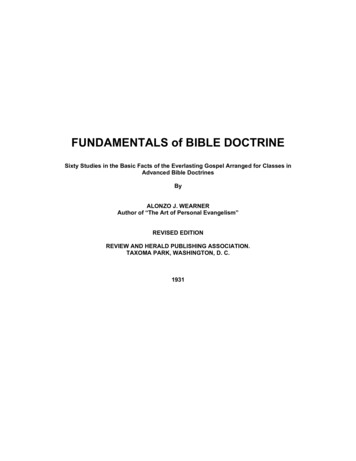 FUNDAMENTALS Of BIBLE DOCTRINE - NTSLibrary