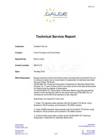 Technical Service Report