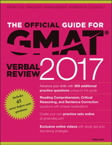 THE OFFICIAL GUIDE FOR GMAT VERBAL REVIEW 2017