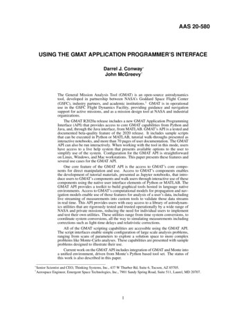 AAS 20-580 USING THE GMAT APPLICATION PROGRAMMER’S 