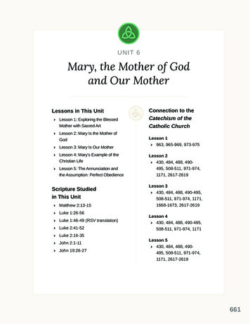 UNIT 6 Mary, The Mother Of God And Our Mother
