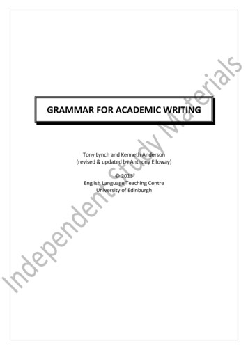 GRAMMAR FOR ACADEMIC WRITING - Ed.ac.uk