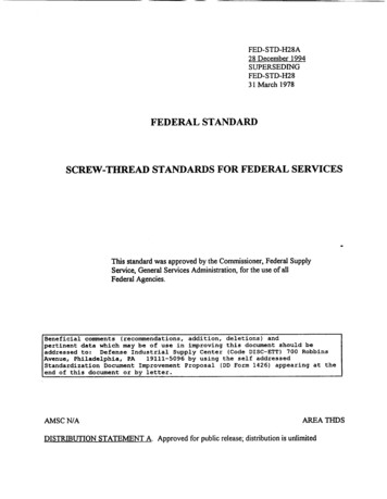 FEDERAL STANDARD SCREW-THREAD STANDARDS FOR FEDERAL SERVICES