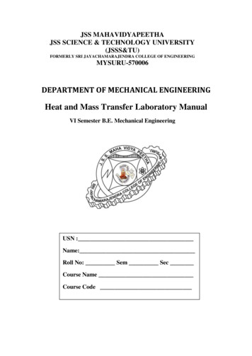 Heat And Mass Transfer Laboratory Manual