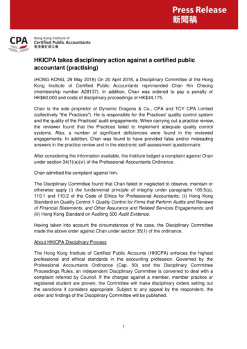 HKICPA Takes Disciplinary Action Against A Certified .
