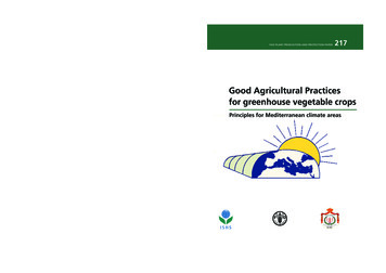 Good Agricultural Practices For Greenhouse Vegetable Crops .