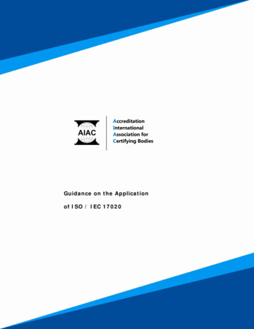 Guidance On The Application Of ISO / IEC 17020