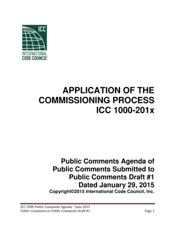 APPLICATION OF THE COMMISSIONING PROCESS ICC 1000-201x