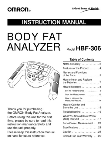 INSTRUCTION MANUAL BODY FAT ANALYZER