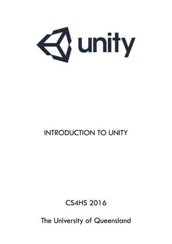 INTRODUCTION TO UNITY - University Of Queensland