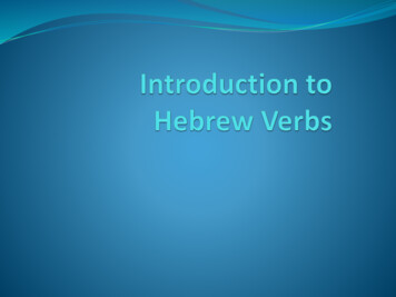 Introduction To Hebrew Verbs - WordPress 