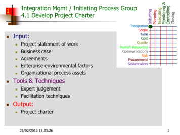 1 Integration Mgmt / Initiating Process Group 4.1 Develop .