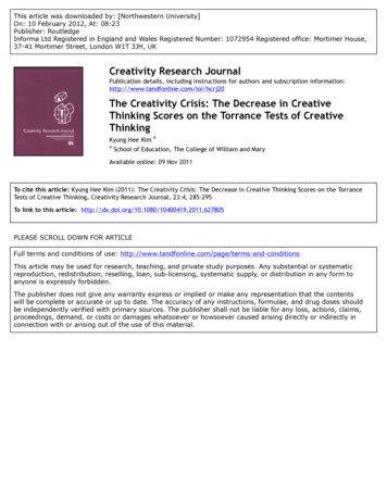 Creativity Research Journal The Creativity Crisis: The .