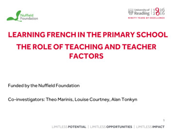 LEARNING FRENCH IN THE PRIMARY SCHOOL THE ROLE OF 