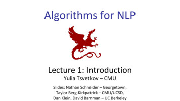 Algorithms For NLP - Carnegie Mellon University