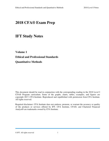 2018 CFA Exam Prep IFT Study Notes