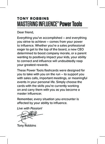 MASTERING INFLUENCE Power Tools - Tony Robbins