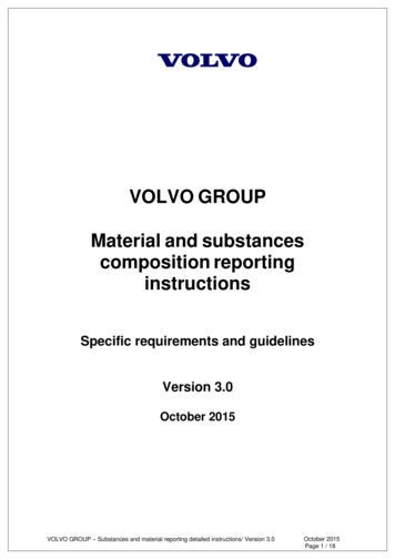 VOLVO GROUP Material And Substances Composition Reporting .