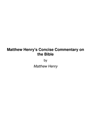 Matthew Henry's Concise Commentary On The Bible
