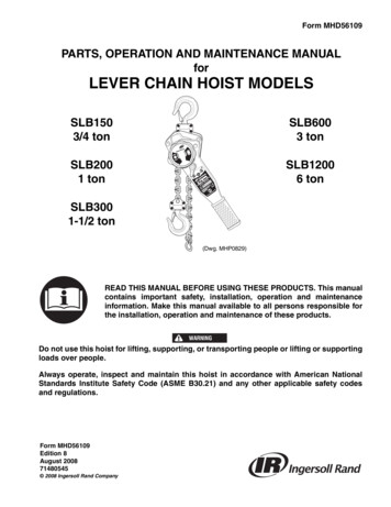 PARTS, OPERATION AND MAINTENANCE MANUAL For LEVER 