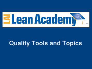 Quality Tools And Topics - MIT OpenCourseWare