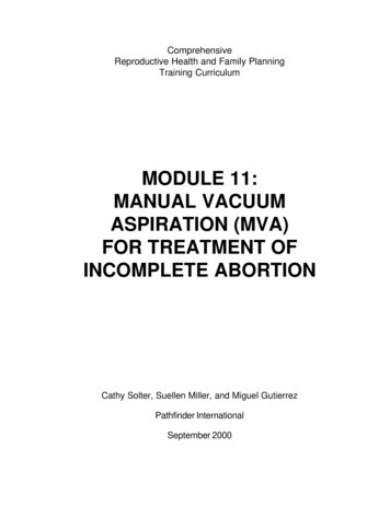 MODULE 11: MANUAL VACUUM ASPIRATION (MVA) FOR 