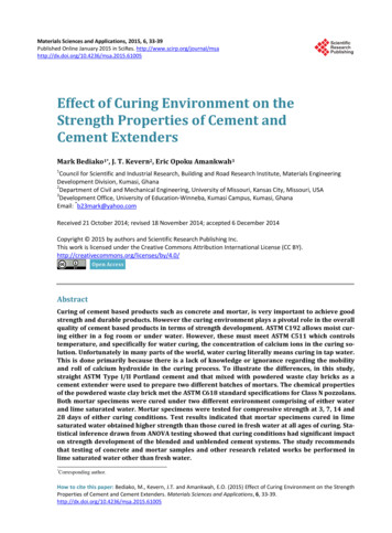 Effect Of Curing Environment On The Strength Properties Of .