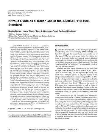 Nitrous Oxide As A Tracer Gas In The ASHRAE 110-1995 Standard