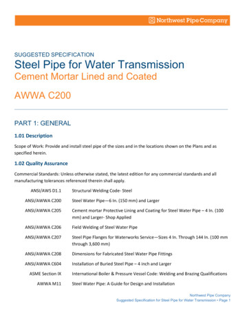 SUGGESTED SPECIFICATION Steel Pipe For Water Transmission