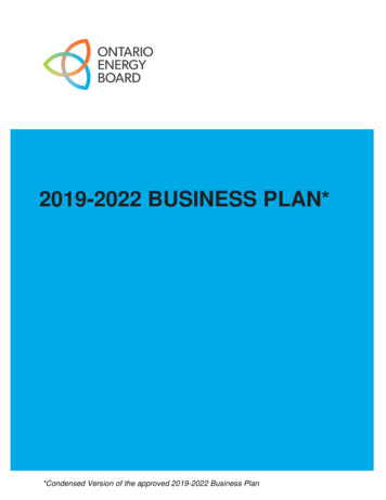 2019-2022 BUSINESS PLAN* - OEB