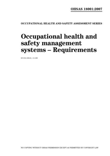 Occupational Health And Safety Management Systems .