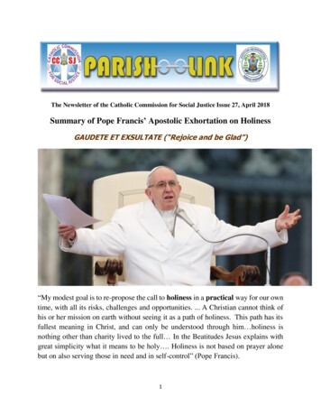 Summary Of Pope Francis Apostolic Exhortation On Holiness