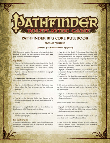 PATHFINDER RPG CORE RULEBOOK - The Trove