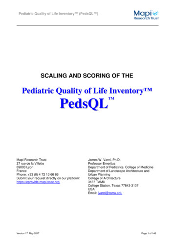 SCALING AND SCORING OF THE - PedsQL