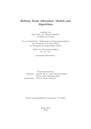 Railway Track Allocation Models And Algorithms